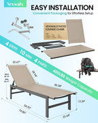Outdoor Lounge Chairs Set of 3, Aluminum Chaise Lounge Chairs - Image 3