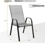 VINGLI Patio Chairs Set of 2 – Stackable Outdoor Dining Chairs - Image 3