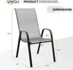 VINGLI Patio Chairs Set of 8 – Stackable Outdoor Dining Chairs - Image 3