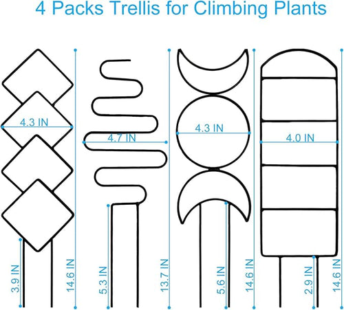 4 Packs Trellis for Climbing Plants Indoor, HENABLE Small Garden Metal Trellis - Image 2