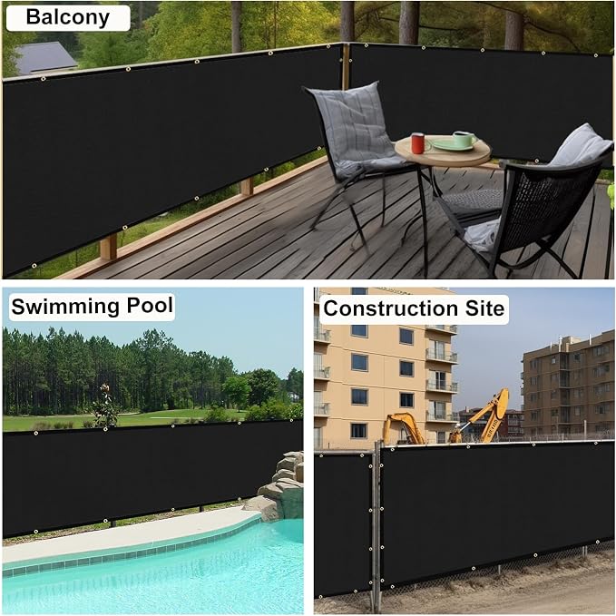 UPGRADE Privacy Fence Screen 8'x22' Black Outdoor 90% Visibility Blockage 170 - Image 8