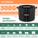 5 Pack 15 Gallon Grow Bags, Thickened Nonwoven Fabric Planter Pots - Image 2