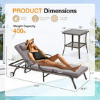 HOMREST Pool Lounge Chairs Set of 3, Outdoor Wicker Chaise Lounge Chair - Image 2