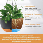 10 inch Plant Pot Hanging Planters Self Watering Pots - Image 2