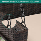 YITAHOME Wicker Hanging Porch Swing Chair Outdoor Brown Rattan Patio Swing - Image 4