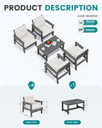 SERWALL Outdoor Patio Furniture Set, 5 Piece HDPE Patio Conversation Sets - Image 2
