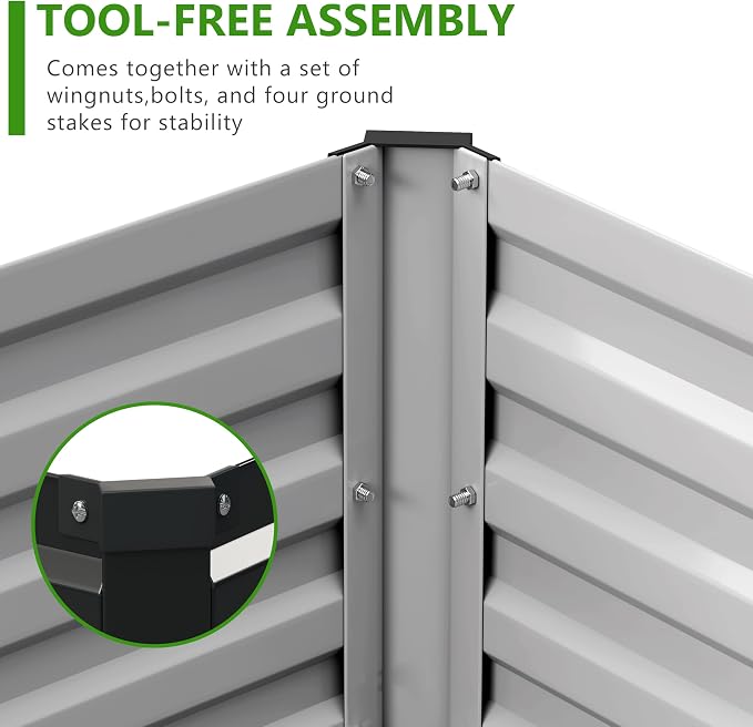 2PCS 10x3x1ft Galvanized Raised Garden Bed Kit, Metal Planter Box - Image 5