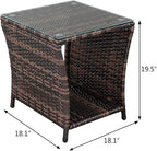 Wicker Rattan Side Table, Outdoor Square Rattan Coffee End Table - Image 3
