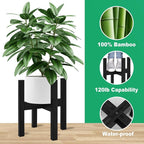 Adjustable Plant Stand Indoor, Bamboo Mid Century Modern Plants Stands - Image 2