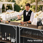 VINGLI Portable Bar Table, 2-Tier Shelves, Mobile Bar Table - Image 2