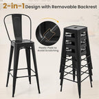 COSTWAY 30'' Metal Bar stools Set of 4, - Image 7