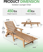 Lounge Chair Outdoor Set of 2, HDPE Chaise Lounge Outdoor, Pool Lounge Chair - Image 2