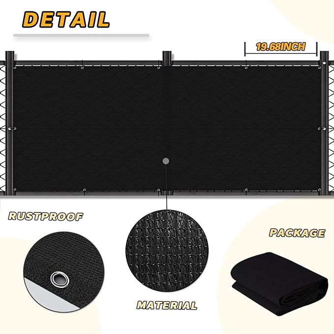 LOVE STORY 3'x12' Black Balcony Screen Privacy Fence Cover UV Protection - Image 6