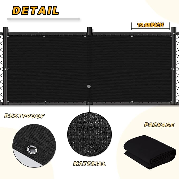 LOVE STORY 3'x6' Black Balcony Screen Privacy Fence Cover UV Protection - Image 4