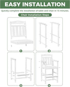 HDPE Outdoor Patio Tall Bar Chair, All-Weather Bar Height Balcony Adirondack - Image 5