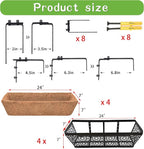 4 Pack 30" Railing Planter Window Box Deck Balcony Rail Planter Black Metal - Image 7