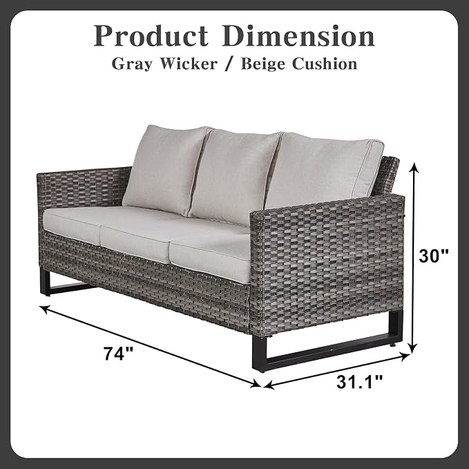 Belord 6 Piece Outdoor Furniture Patio Wicker Sofa Set, Oversize Outdoor Swivel - Image 3