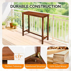 VINGLI Wooden Outdoor Bar Table, Wood Patio Counter Height Table, - Image 5