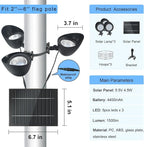 Solar Flag Pole Light, 3 Super-Spotlights LEDs, Adjustable Metal Clamps Fits - Image 5