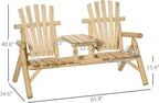 Outsunny 2-Seat Wooden Adirondack Chair, Patio Bench - Image 3