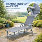 Kozyard Aluminum Outdoor Chaise Lounge Chair, Adjustable Reclining Patio Lounge - Image 3