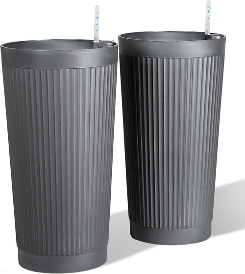24" Large Planter Set of 2, Self Watering Tall Plastic Planters by PolarcoForgeco