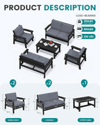 SERWALL HDPE Patio Furniture Set, 5 Piece All Weather Wood-Like Sectional - Image 2