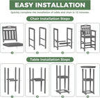 Outdoor Bistro Bar Set, Patio High Top Table and Bar Height Tall Adirondack - Image 8