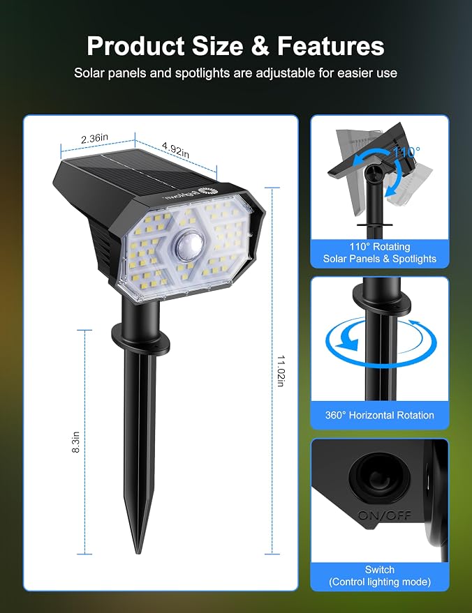 Brightown 6 Pack Solar Motion Lights Outdoor Waterproof, Motion Sensor Spot - Image 8