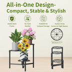 Metal Plant Stand Outdoor Indoor, 3 Tier Foldable Corner Tall Plant Shelf - Image 5