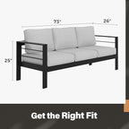 Solaste Aluminum Outdoor Couch, 3-Seat Metal Outdoor Sofa - Image 5