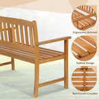 COSTWAY Wooden Bench Outdoor, Sturdy Outdoor Acacia Wood Bench - Image 5