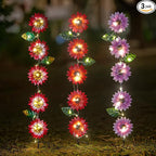 Set of 3 Solar Garden Lights, 22.6'' H Flowers Decorative Garden Stakes by SATHGA