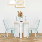FDW | Set of 4 Metal Dining Chairs | Blue | Stackable Tolix Side Chairs - Image 4