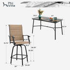 PHI VILLA 7 Piece Patio Bar Dining Set, Bar Height Outdoor Table and Chairs - Image 9