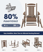 KINGYES HDPE Outdoor Rocking Chair Set of 2, Widened Seat Patio Rocking Chair - Image 8