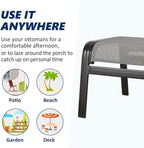 Outdoor Patio Ottoman Seat Textilene Portable Metal Footstool Portable Footrest - Image 5