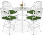 VIVIJASON 5-Piece Patio Swivel Bar Stools Set, All Weather Cast Aluminum by VIVIJASON