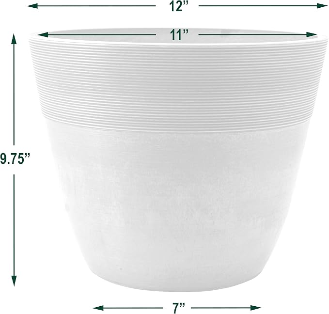 PSW Pot Collection FM30TP 12-inch Plastic/Stone/Wood Composite Large Ribbed - Image 4