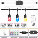 Mlambert 144Ft Multicolor Outdoor Patio Lights, Dimmable RGB Cafe String Lights - Image 2