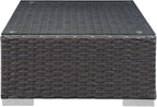Modway Sojourn Wicker Rattan Outdoor Patio Sunbrella Fabric Ottoman in Canvas - Image 6