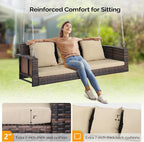 VINGLI Heavy Duty 800 LBS Wicker Hanging Porch Swing - Image 2