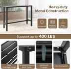COSTWAY 3 Piece Outdoor Bar Table and Chairs Set, Metal Patio Bar Table Set - Image 4