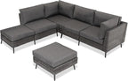 LAUSAINT HOME Outdoor Patio Furniture, 6 Piece Outdoor Sectional Sofa PE Rattan - Image 9