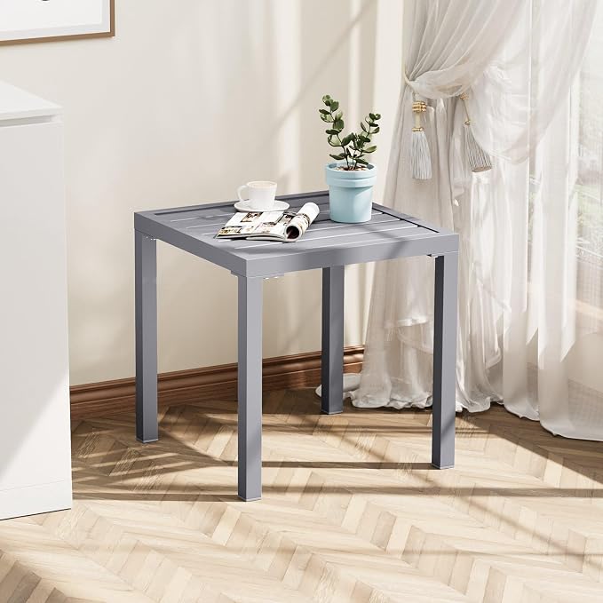 Crestlive Products Outdoor Side Table Set of 2, Small Square Metal End Table - Image 7