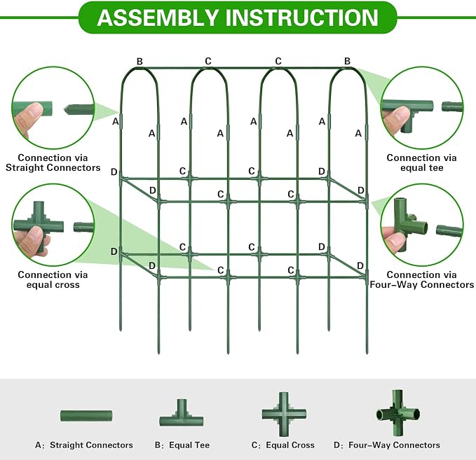 65in Tall Cucumber Trellis for Raised Bed, U-Shape Vegetables Trellis Support - Image 8