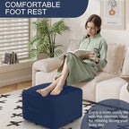 MeMoreCool Square Stuffed Pouf Ottoman Foot Rest, Floor Pouf Foot Stool - Image 4