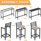 3 Piece Outdoor Patio Bar Set, 2 Cushioned 41" Bar Stools Modern Metal Outdoor - Image 6