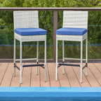 ECOTOUGE Outdoor Bar Stools Set of 2, Wicker Woven Patio Stools & Patio Bar - Image 6