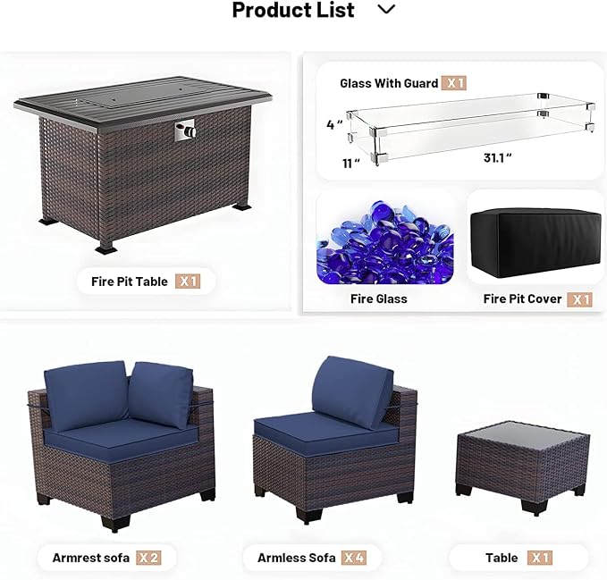 Kullavik 8 Pieces Outdoor Patio Furniture Set - Image 7